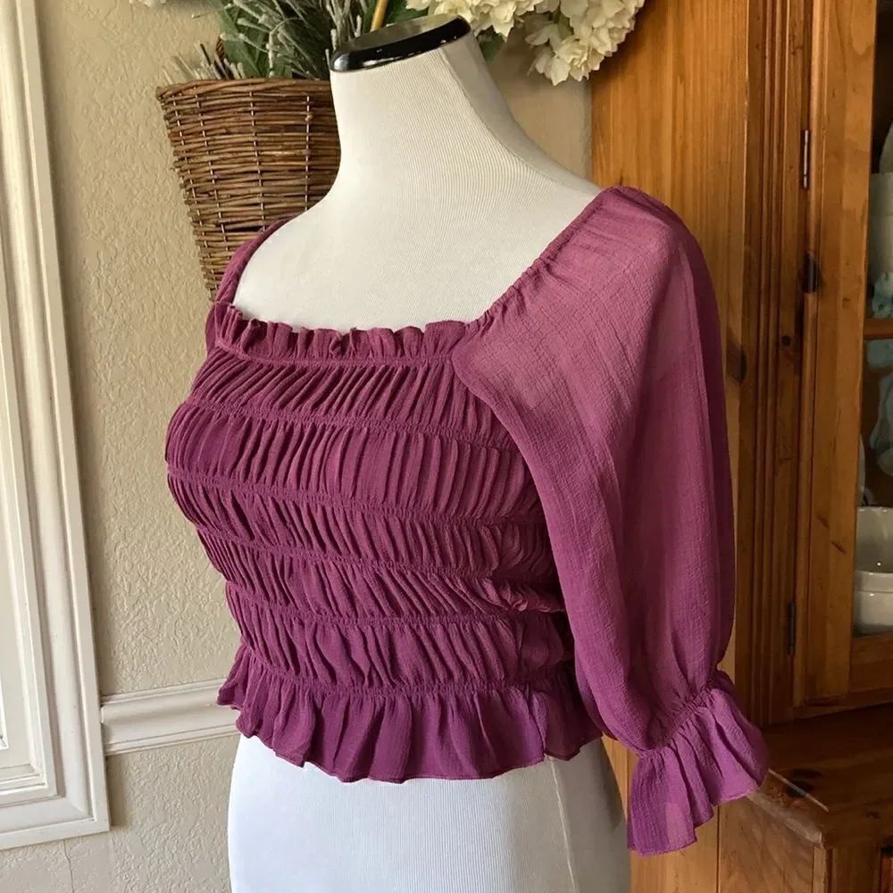Urban Outfitters UO Sierra Sheer Smocked Top Size L